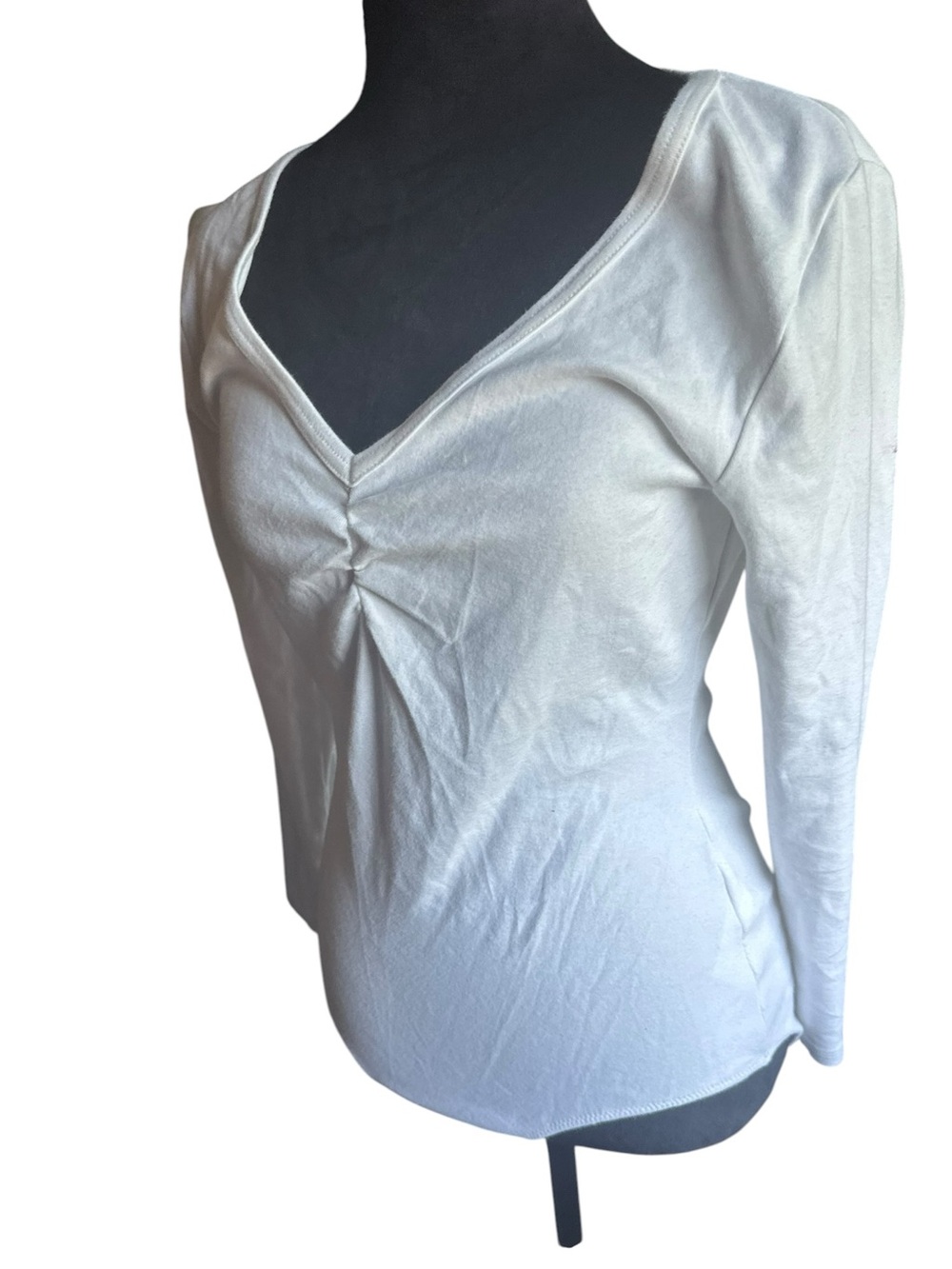 J.Crew Long Sleeve V-Neck Ruched Bodysuit White | Size M - Picture 6 of 7